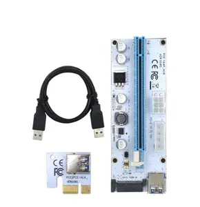 การ์ดไรเซอร์ PCI-E 008S VER008S,ตัวขยายสัญญาณ3 In 1 Molex 4Pin SATA 6PIN PCIE PCI Express 1X 16X USB3.0