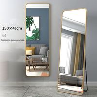 Espejo de Pared Rectangular Moderno y Elegante, de Metal Plateado, Tamaño Personalizable para Hoteles, Dormitorios y Salas de Estar