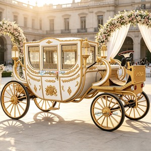 Véhicule de transport royal électrique sans chevaux, blanc et doré, de luxe, fermé, spécial mariage, pour complexe hôtelier et parc à thème, en gros - Product Image 2