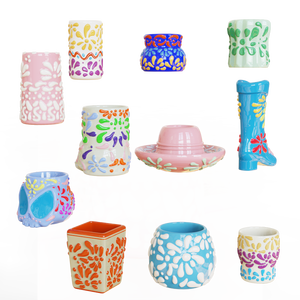 卸売カスタムデザイン手作り3Dプリントカラフル磁器本格的メキシコタラベラショットセラミックテキリアショットメガネ - Product Image 3