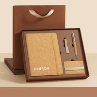 Set de Regalo de Papelería Ecológica de Lujo con Logotipo Personalizado, Cuaderno de Corcho con Impresión Serigráfica, Bolígrafo, Porta Tarjetas USB para el Día de la Tierra