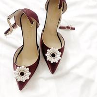 Clips de chaussures détachables en forme de fleur de perle, boucles de chaussures tournesol, ornements décoratifs pour chaussures de mariée et talons hauts