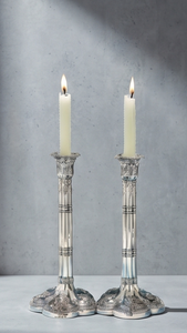 Candle Holder <b>Silver</b> Finish Ornate Metal <b>Candlestick</b> Pair Decorative Table Centerpiece for Wedding Dining Home Event Party Decor - Product Image 6
