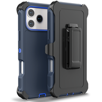 Weview Coque de protection robuste 3-en-1 antichoc en TPU+PC avec clips pour IP17/Pro/Pro Max