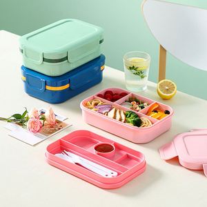 1000ml Multi-Compartment Bento Box with Sauce Jar Utensils BPA-Free Leakproof <b>Lunch</b> Container - Product Image 1