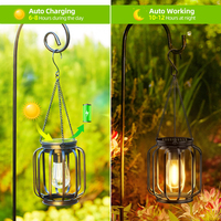 Lampes solaires de jardin Ampoule à LED Lampe industrielle en métal Lanterne suspendue pour cour de patio Décoration de porche de cour