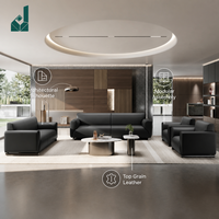Ensemble de canapés de bureau exécutif en cuir noir, style moderne et minimaliste, canapé modulaire de luxe, écologique, durable, haute densité