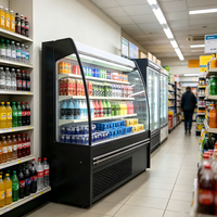 Réfrigérateur à vitrine en verre trempé avec thermostat numérique, refroidisseur ouvert multi-étages pour l'affichage des boissons
