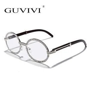 GUVIVI yeni ve CE 2019 Steampunk yetişkin moda güneş gözlükleri yuvarlak metal özel lüks güneş gözlüğü