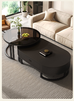 Table basse relevable multifonctionnelle moderne avec rangement durable en bois de noyer, mobilier de salon au design personnalisable