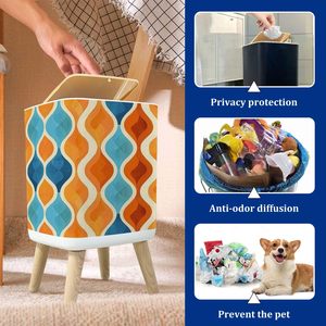 Bote de basura con tapa, cubierta de prensa, diseño moderno de mediados de siglo, patrón geométrico abstracto sin costuras para decoración del hogar personalizado en Stock - Product Image 4