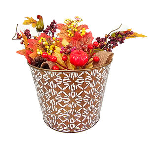 Pot de fleurs en fer et métal style campagnard américain, décoration de jardin, relief de pots anciens, poterie rouge, seau - Product Image 6