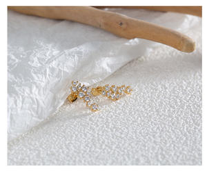 2024ต่างหูเพทาย5A สุดหรูต่างหูขนาดเล็กทันสมัยลายสัตว์ชุบทองแท้ของขวัญทองเหลืองเครื่องประดับทองแดง - Product Image 2