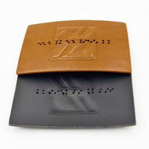 <strong>Customized</strong> Clothing <strong>Label</strong> <strong>Jeans</strong> Silver Foil Logo Tag Leather Patches <strong>Custom</strong> Brand Leather for Clothing - Product Image 3