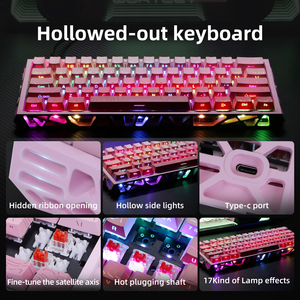 Teclado Mecánico con Cable Kavlorn N61 60%, Retroiluminación Mixta, 61 Teclas, Español, Mini, Delgado, para <span class=keywords><strong>Juegos</strong></span>, Computadora de Escritorio, Anti-Ghosting - Product Image 2