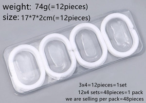 48 pièces C Forme En Plastique <span class=keywords><strong>Blanc</strong></span> Bain Douche <span class=keywords><strong>Rideau</strong></span> Boucle Clip Cintre Crochets Anneaux - Product Image 3