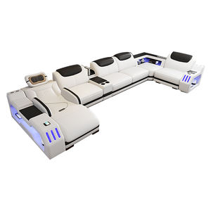 Роскошный современный модульный кожаный L-образный диван-кровать с деревянным каркасом для вилл и отелей, хит продаж - Product Image 5