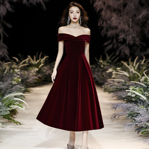 Elegant Prom <strong>Velvet</strong> <strong>Dress</strong> Women <strong>Off</strong> <strong>Shoulder</strong> <strong>Dress</strong> Ball Gown Party <strong>Dress</strong> Evening - Product Image 1