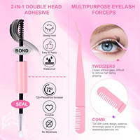 Kit d'extension de cils DIY fait main, courbure D, longueurs mixtes 8-25mm, bouquets de cils roses, kit d'extensions de cils DIY