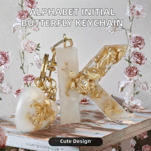 Décapsuleur porte-clés en résine écologique réutilisable avec initiale alphabet et papillon mignon pour sac, sac à dos, voiture - Vente en gros - Product Image 2