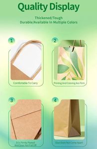 Eco-friendly Recycled Kraft Paper <b>Bag</b> Tea Takeaway Food or Gift <b>Craft</b> Packaging with Luxury Brown Handle Custom Logo - Product Image 3