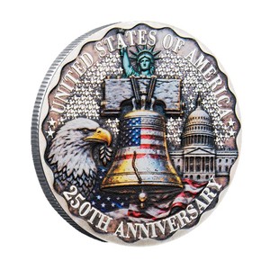 Moneta commemorativa rotonda in ferro con l'Immagine della Libertà e dell'Aquila della Casa <span class=keywords><strong>Bianca</strong></span> per il 250° Anniversario dell'Indipendenza degli Stati Uniti - Product Image 3