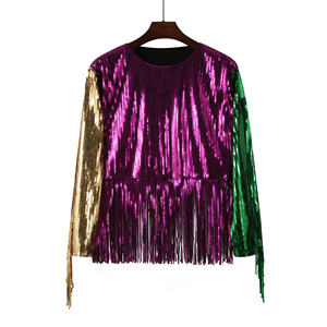 Disponibili Abiti per il Mardi Gras, T-Shirt <span class=keywords><strong>con</strong></span> <span class=keywords><strong>Frange</strong></span> e Paillettes per Donne - Product Image 3