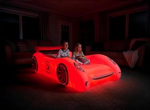 Lit de voyage gonflable pour enfants, voiture de course rouge lumineuse, pour tout-petits, camping, maison, hôtel - Product Image 3