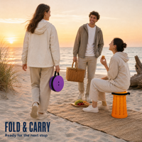 Tabouret rond en plastique Sunset Glow Beach Carry Sunset Sky pour la plage, pliable et portable, pour la côte sablonneuse, ciel chaud, panier de pique-nique, tapis de pique-nique