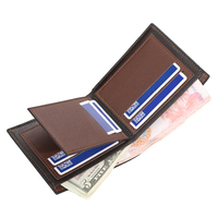 Baellerry Dompet Kartu Pria, Dompet Koin Tipis Kulit PU Bagian Pendek Retro