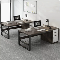Ensemble de chaise de bureau moderne en bois HHSC avec tiroir de rangement, postes de travail simples et compacts, bureau individuel pour usage domestique ou professionnel
