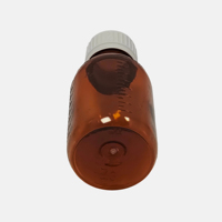 Bouteille en PET de 90 ml pour sirop oral pharmaceutique ambré, bouteille en plastique PET pour complément alimentaire |   Bouteille en plastique à quatre graduations en vente