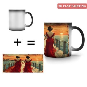 Custom Scenery Print Magic Mug 11oz Frosted Black <b>Ceramic</b> Heat Changing <b>Cup</b> - Product Image 4
