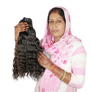 Extensions de cheveux humains vierges Remy indiens ondulés de qualité supérieure, 100 % sans perte, cheveux bruts, 100 g, double trame faite à la machine - Product Image 1