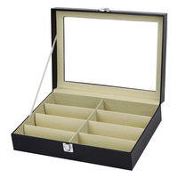 Stock luxe en cuir PU 8 lunettes boîte de rangement pour lunettes lunettes de soleil accessoires présentoir boîte cadeau boîte réutilisable