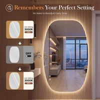Miroir de salle de bain LED ovale irrégulier avec éclairage rétroéclairé, anti-buée, commande tactile, miroir de vanité intelligent pour la rénovation d'hôtels