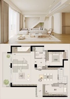 Service de design d'intérieur d'appartements résidentiels modernes sur mesure avec conception graphique, solution tout-en-un et rendu 3D
