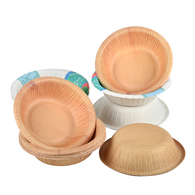 Wholesale Disposable Round Paper Plate Tableware Heatable Kraft Waterproof Custom Print Logo Paper Salad Poke Bowl