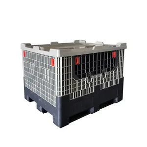 1200*1000*860mm 2 Door Plastic Collapsible Pallet Box Bulk Container with lid