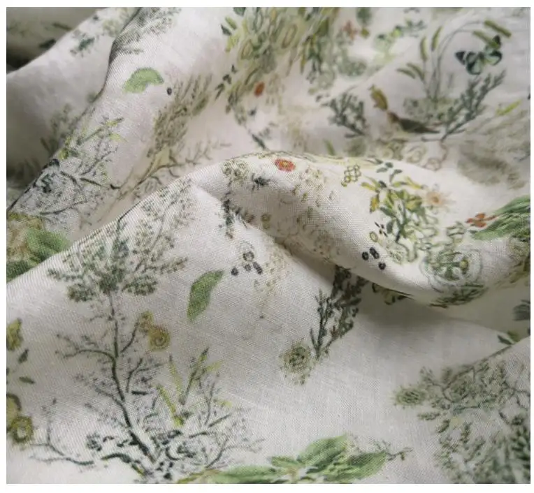 กระโปรงผ้าป่านพิมพ์ลายดิจิตอลแบบบางฤดูร้อน,กระโปรงผ้าลินินผ้าฝ้ายลายดอกขนาดเล็กระดับไฮเอนด์ผ้าลินิน-017