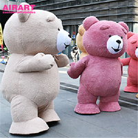Costume d'ours drôle gonflable de rue, costume de mascotte d'explosion de fourrure pour l'interaction de représentation de mariage