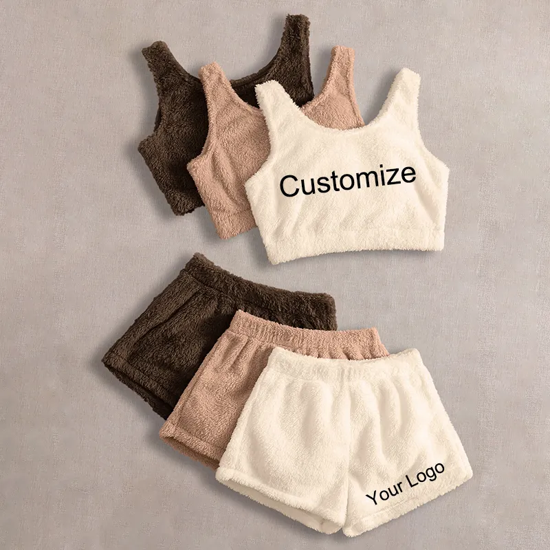 OEM Custom Logo Summer Embroidery Home Clothes towel sweater Loungewear Suit Women Set