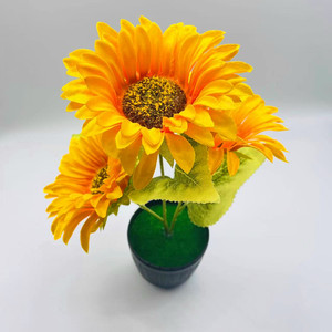 Plante artificielle en pot tournesol Qi Xing 31 cm, fleur en soie, décoration intérieure - Product Image 4