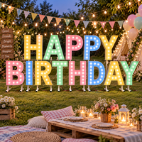 Lettres et chiffres néon lumineux pour joyeux anniversaire, 3ft 4ft, RGB, décoration de fête d'anniversaire