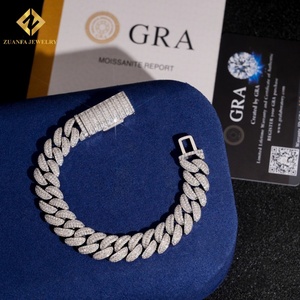 13มม. ฮิปฮอปคิวบาเชื่อมโยงห่วงโซ่หินเครื่องประดับบุรุษและสร้อยข้อมือ925เงินสเตอร์ลิงออก Moissanite ราคาขายส่ง - Product Image 2