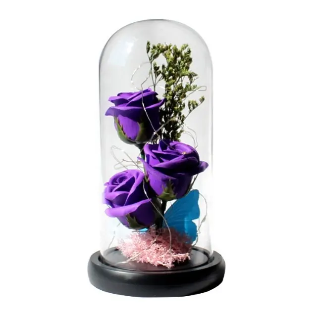 AYOYO OEM Rose Muttertag Geschenke Seifen blume leuchtende Rose Glas abdeckung Geschenk box für Muttertag