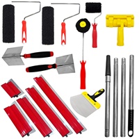 Kit de 14 pièces en acier inoxydable pour raclage et peinture, comprenant 8 racloirs de différentes tailles, 4 rouleaux à mastic et une perche d'extension, pour murs, coins et cloisons sèches