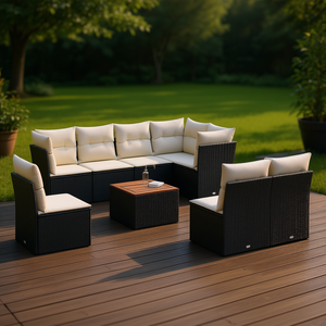 Modern Modular Garden <b>Sofa</b> <b>Set</b> With Cushions Outdoor Furniture PE Rattan Patio Seating Collection - Product Image 2