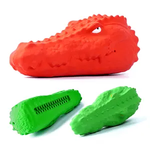 Новое поступление, резиновая игрушка «крокодил» для безопасности и здоровья, интересная игрушка для жевания собак с пищалкой и чисткой зубов