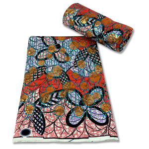 Siêu Khối Sáp Sequins Ankara Vải In Vàng Sequin Thêu Sáp Dệt Vải - Product Image 3